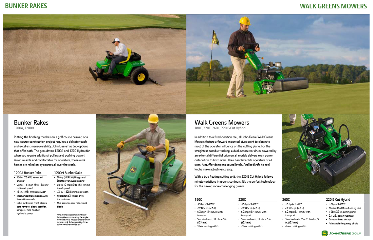 John Deere Golf Equipment Brochure Bunker Rakes