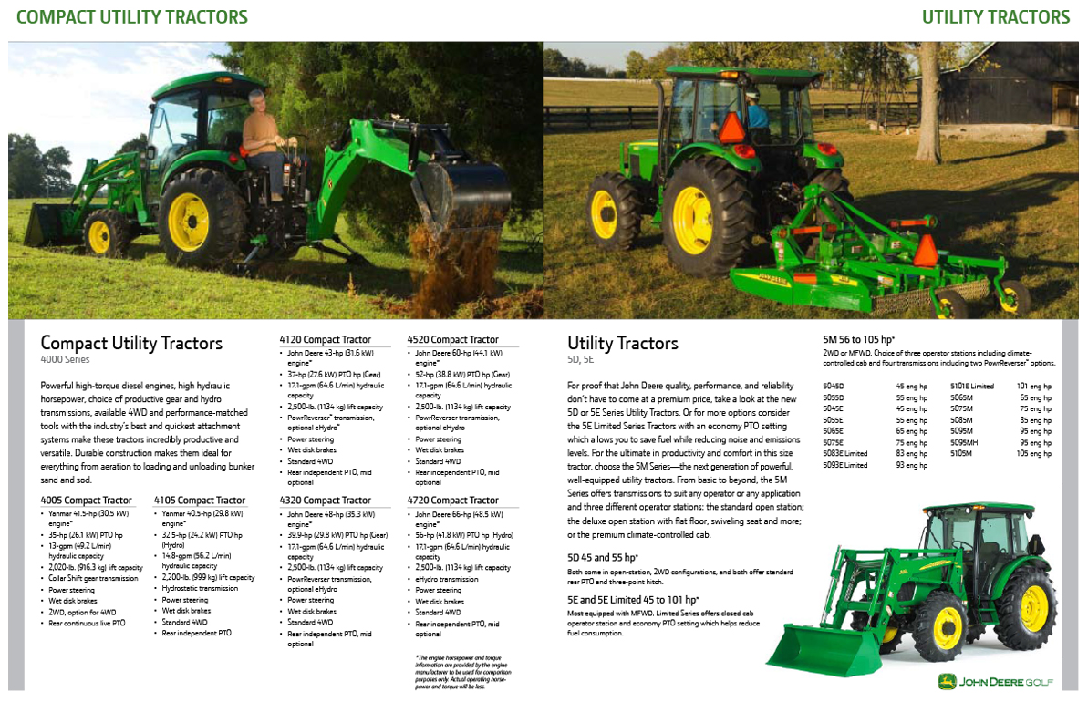 John Deere Golf Equipment Brochure Compact Utility Tractors