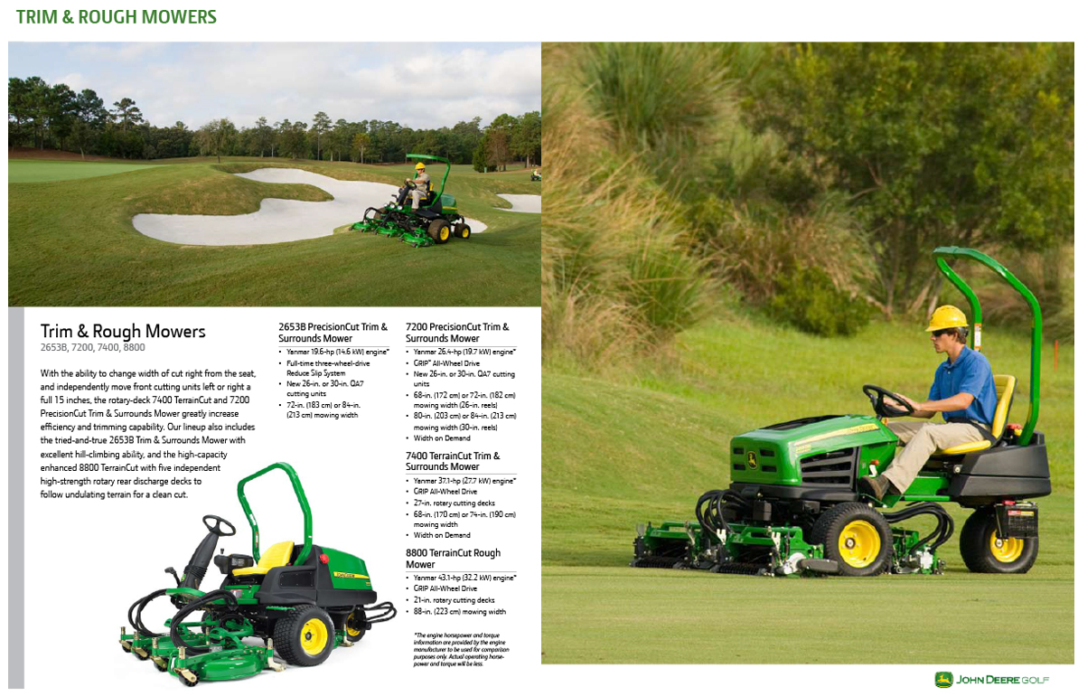 John Deere Golf Equipment Brochure Trim & Rough Mowers