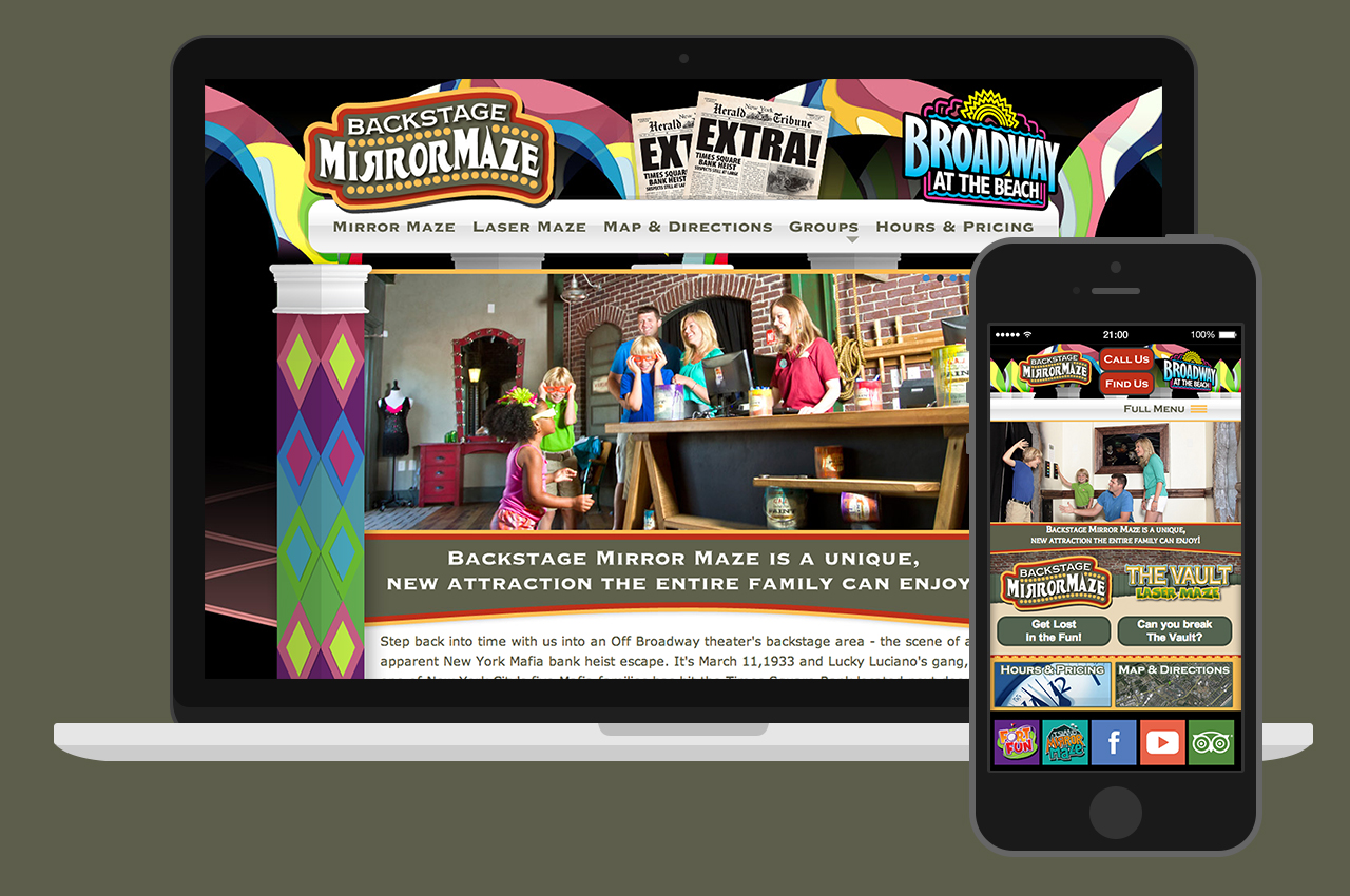 Backstage Mirror Maze Website and Mobile Site