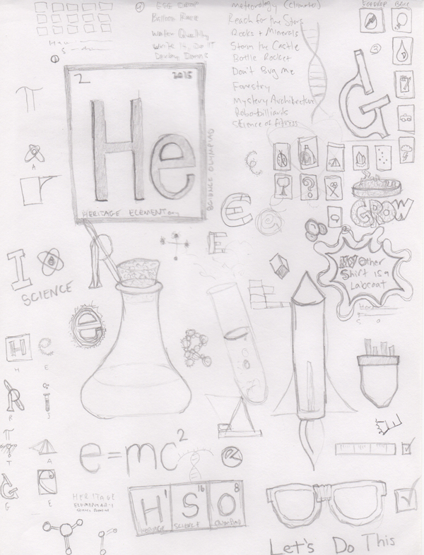 Science Olympiad T-Shirt Idea Sketches